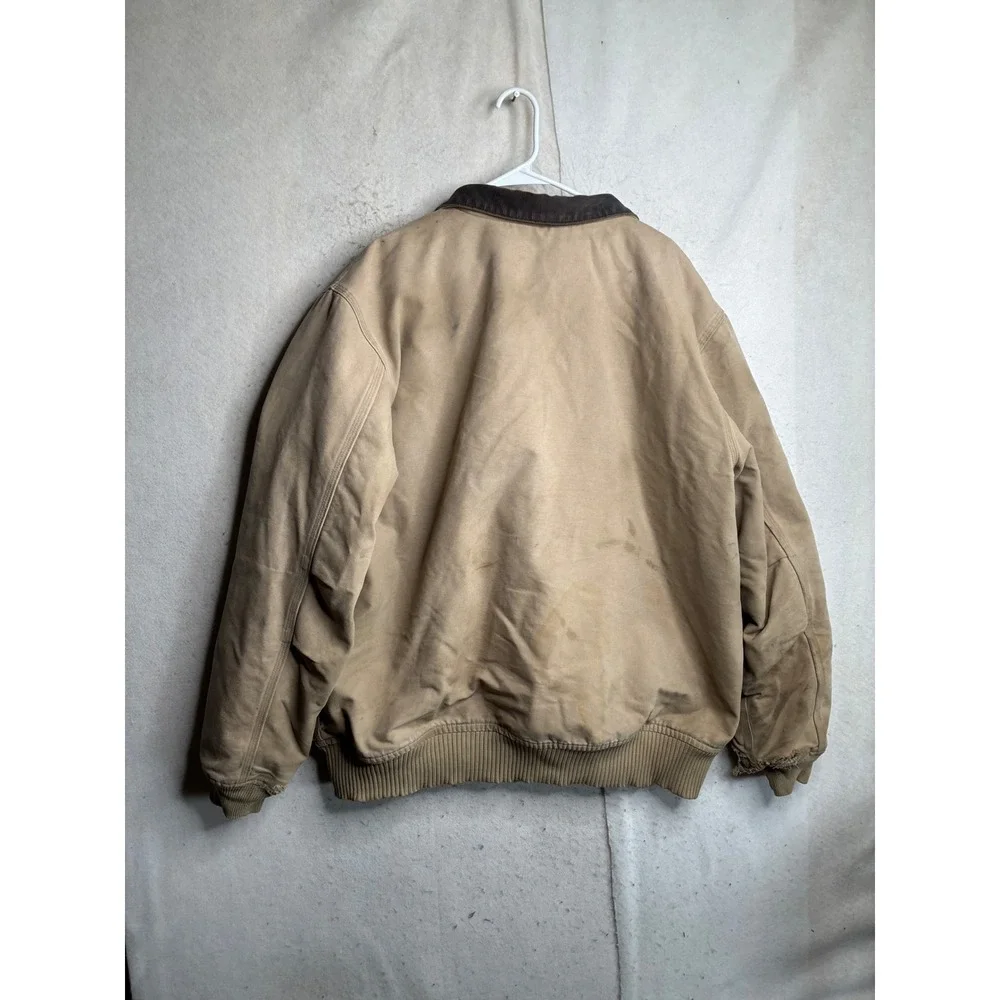 Carhartt J14 Santa Fe Jacket Mens 2XL Tall Tan Duck Canvas Distressed Workwear